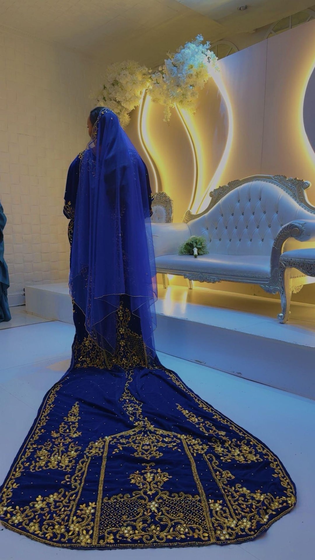 Somali Bridal Dirac Dress Velvet Fabric, Sequins Hand Embroidery