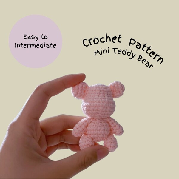 Mini Teddy Bear Crochet Pattern Tiny Animal Cartoon PDF Cute Little Bear Amigurumi Pattern Crochet Keychain Brooch Pendant Decor Gift