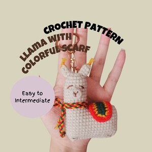 Llama with Scarf Crochet Pattern Cute Alpaca Amigurumi Pattern Colorful Saddle Stuffed Animal Small Keychain Gift Toy Quick Pattern