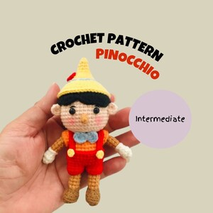 Pinocchio Inspired Crochet Pattern Long Nose Boy Amigurumi Pattern Male Cartoon Baby Doll Plush Toy Gift Cute Handmade Doll Fairy Tale