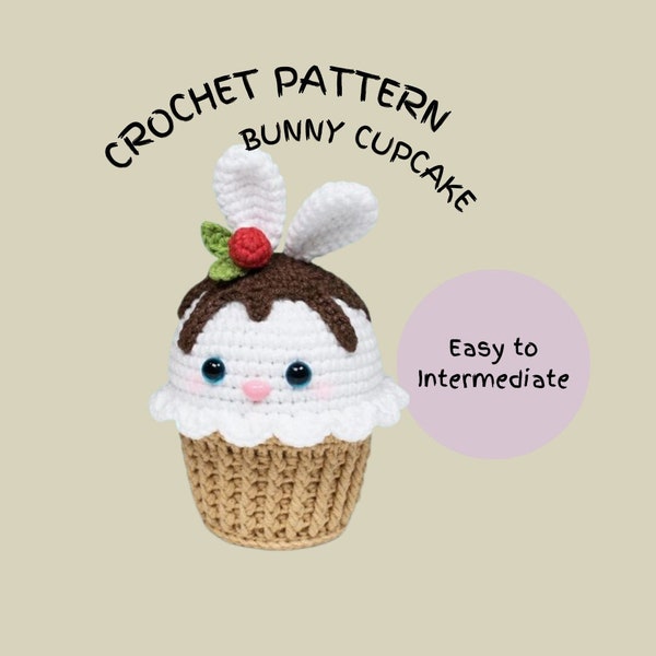 Bunny Cupcake Crochet Pattern Rabbit Berry Amigurumi Pattern Animal Cartoon Cake PDF Pattern for Easter Kids Dessert Lovers Gift Crochet