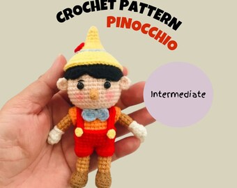 Pinocchio Inspired Crochet Pattern Long Nose Boy Amigurumi Pattern Male Cartoon Baby Doll Plush Toy Gift Cute Handmade Doll Fairy Tale