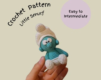 Modèle au crochet Le Schtroumpf, modèle PDF, petit modèle au crochet Schtroumpf bleu, joli modèle au crochet Amigurumi