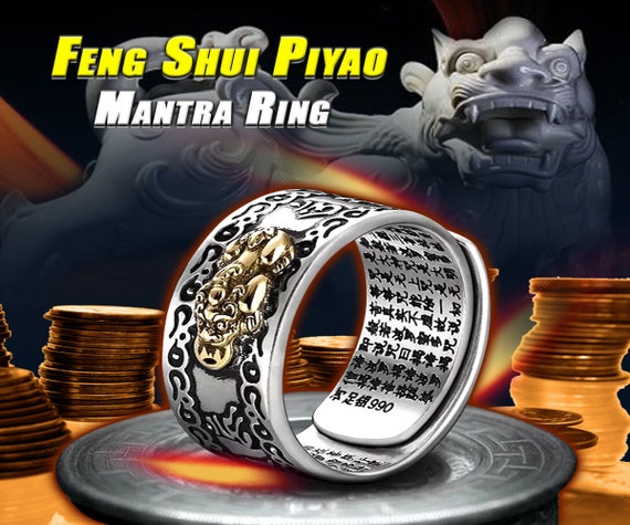 Pi Xiu Mani Mantra Ring for Feng Shui Good Luck Wealth Adjustable Handmade  | eBay