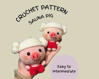 Sauna Pig Crochet Pattern, Pink Piggy Pattern, Oink-oink Piggy Pattern, Kawaii Pig Doll Amigurumi Pattern