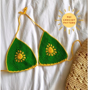 Crochet bikini top pattern/ Crochet Summer top/ Crochet Beach Top/ Sun Motif swimwear/ Crochet Bathing Suit/ Crochet Swimwear/easy beginner
