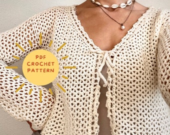 Crochet cardigan pattern//Nellie cardigan// Crochet summer top/ Crochet lace blouse/ easy beginner pattern