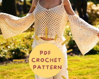 Crochet Sweater Pattern /Donna/ Crochet Summer lace/ Crochet Blouse/ Crochet Off Shoulder top/ Crochet Mesh Cardigan/Shrug beach/ Bohemian