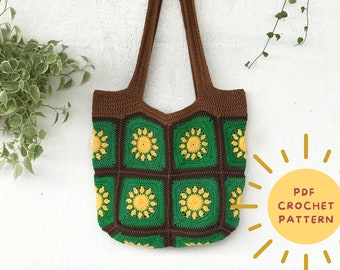 Crochet bag Pattern/ Crochet tote bag/ Crochet granny square/ Crochet easy pattern/ Summer crochet market bag/Crochet women trendy bag/ easy