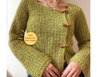 Off-set cardigan crochet pattern/ asymmetric cardigan pattern/ crochet vest tutorial