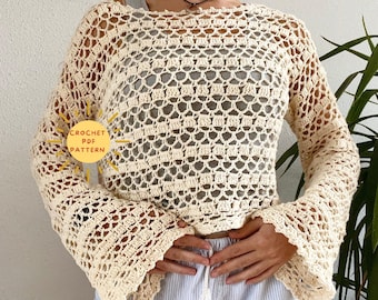 Delilah sweater Crochet pattern/ Summer crochet top/ Mesh sweater/ Easy beginner project
