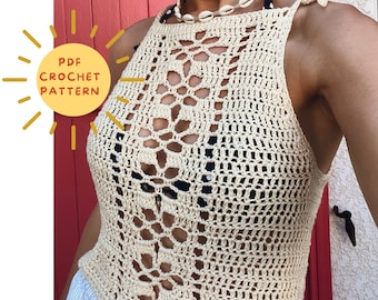 Luna halter top crochet pattern/ Easy pattern with pictures/ Crochet tutorial summer top