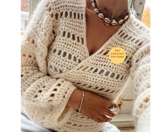 Island Wrap Top Crochet Pattern/Crochet Cardigan Pattern/ Easy Beginner tutorial/ Crochet summer top pattern/ No seaming