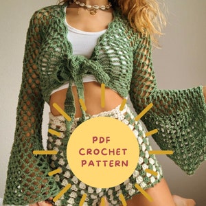 Crochet Top Pattern//Crochet Wrap Top//Tie crochet top//Y2k crochet pattern//Crochet shrug pattern/ Crochet Cardigan