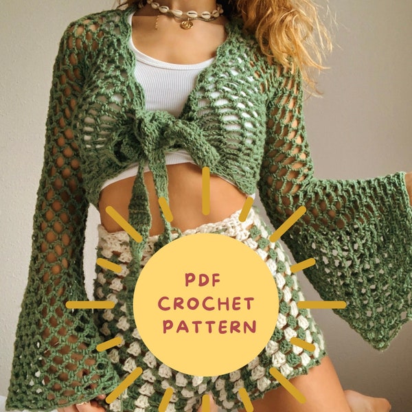 Crochet Top Pattern//Crochet Wrap Top//Tie crochet top//Y2k crochet pattern//Crochet shrug pattern/ Crochet Cardigan