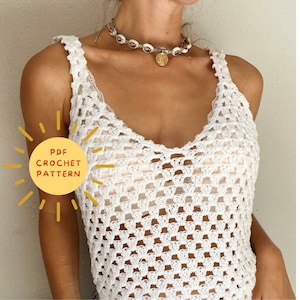 Crochet top pattern Sleeveless// Donna // Summer Crochet Pattern//Crochet Lace y2k babydollTanktop//Made To Measure// Mesh top Beach