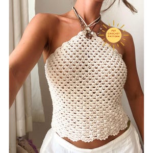 Gaia halter crochet pattern/ Easy tanktop crochet top/ Crochet tutorial with pictures/ English crochet pattern