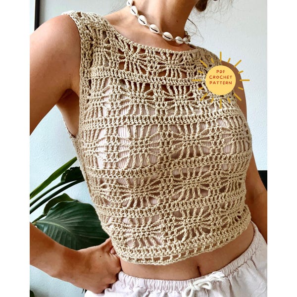 Sunny side up tank top// crochet pattern top/ summer crochet pattern/ easy beginner friendly