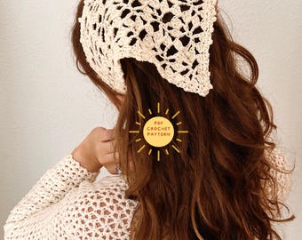 Poppy bandana crochet pattern/Headscarf crochet pattern/ Easy beginner crochet tutorial/ Pictures included/