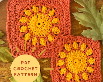 Sun granny square pattern/Sunshine granny square pattern/ crochet pattern/ beginner crochet pattern/ granny square crochet pattern