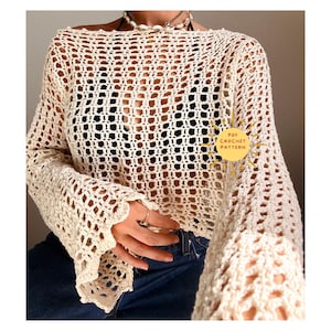 Basic mesh sweater Crochet pattern/ Shrug Sleeves top/ No sew pattern/ Easy beginner crochet project/ Crochet beach cover up/ summer top