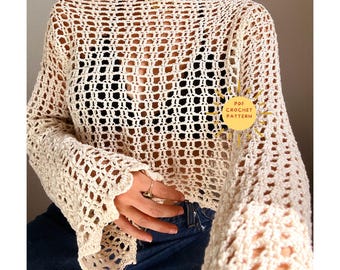Basic mesh sweater Crochet pattern/ Shrug Sleeves top/ No sew pattern/ Easy beginner crochet project/ Crochet beach cover up/ summer top