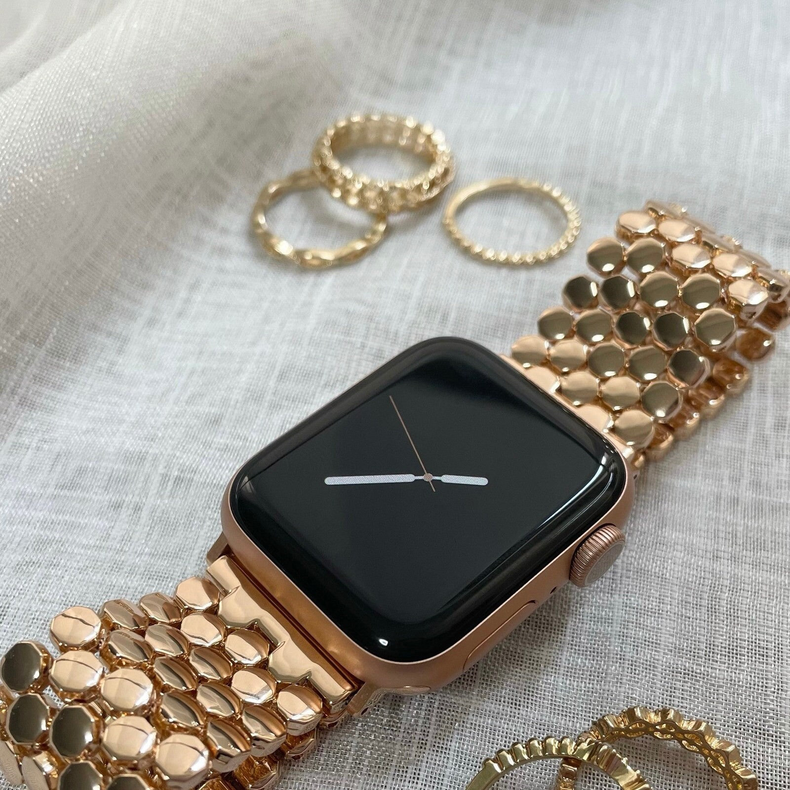 Apple Watch Band Repurposed Damier LV Monogram Brown, Series 7-9 45mm (also Fits 49mm Watch) / Rose Gold