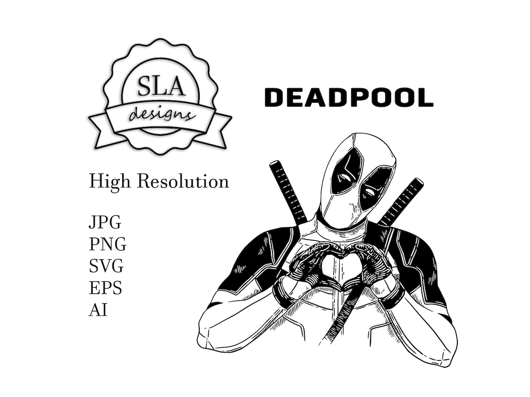 Deadpool SVG, Marvel Fan Art Linocut, Funny Valentine Heart Digital ...
