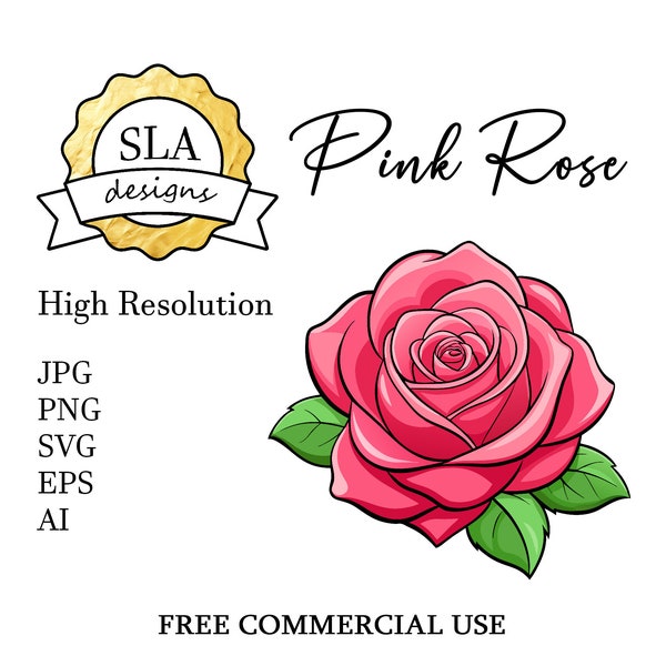 Pink Rose SVG, Commercial Use SVG, PNG Digital Downloads, High Resolution Printable Floral Design, Victorian Flower Sublimation svg file