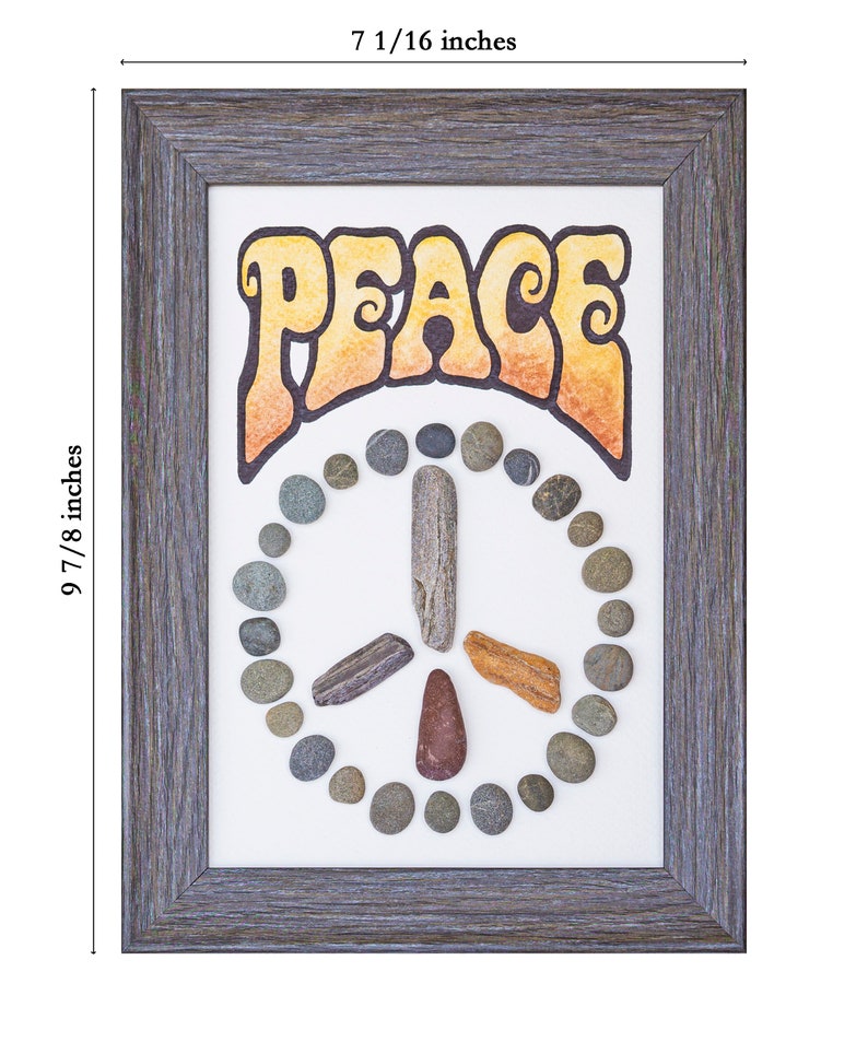 Peace Sign Pebble Art Hippie Decor Watercolor Painting Etsy