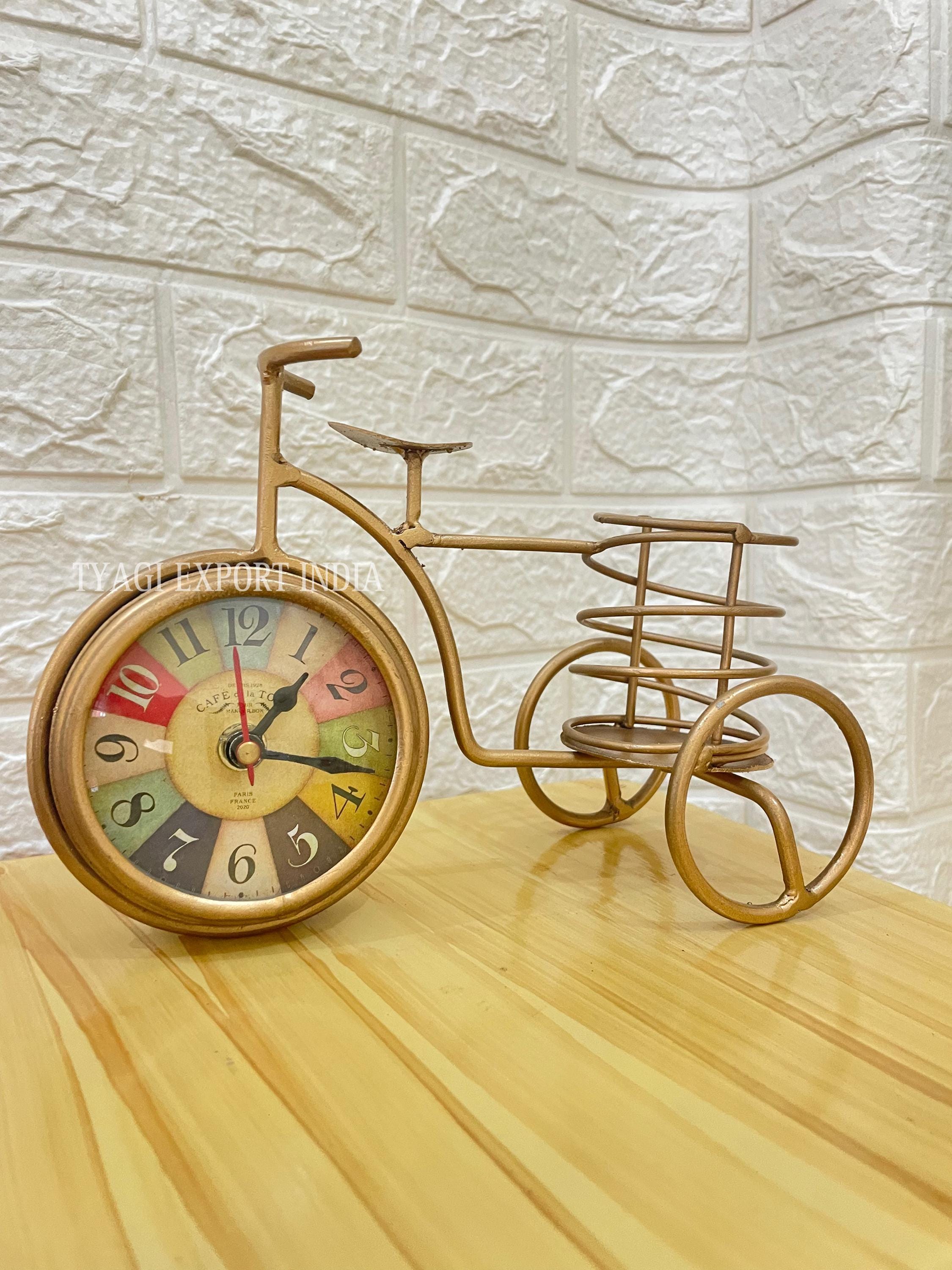Metal Bicycle Table Clock With Pen Holder: Antique Office Decor - Etsy