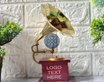 Brass Gramophone | Vintage Phonograph, Handcrafted Home Decor