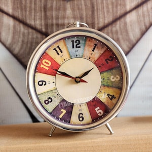 Vintage Metal Table Clock Retro Style Desk Clock 7 Inch Antique Decorative Timepiece for Home or Office Industrial Office Clock