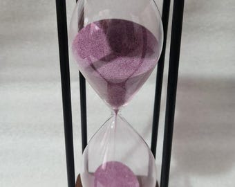 Antique Wooden Hourglass: 30 Minute Purple Sand Timer, Vintage Decor