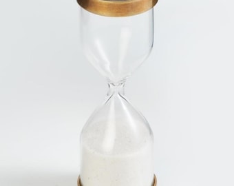 Vintage Brass Hourglass: 5 Minute Sand Timer, Office Decor