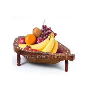 Wooden Fruit Basket Papaya Shape | Collapsible Basket | Bread Nut Basket | Candy Gift Fruit Bowl Holder | Wooden Snack Box for Kitchen Table