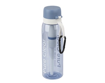 Filter Water Bottle by Pure Clear Filters. Camping gear, camping accessories and hiking gear. Survival Equipment and gym, Sports bottle