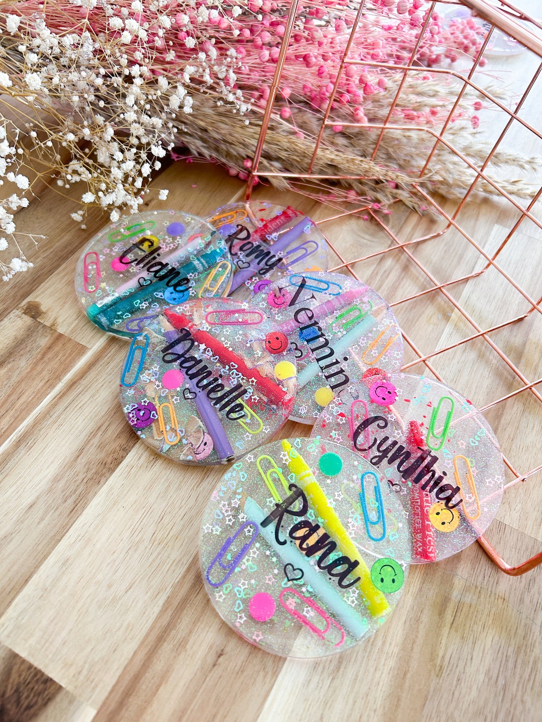 Personalized Resin Teacher Coaster: Custom Name, Teacher Appreciation ...
