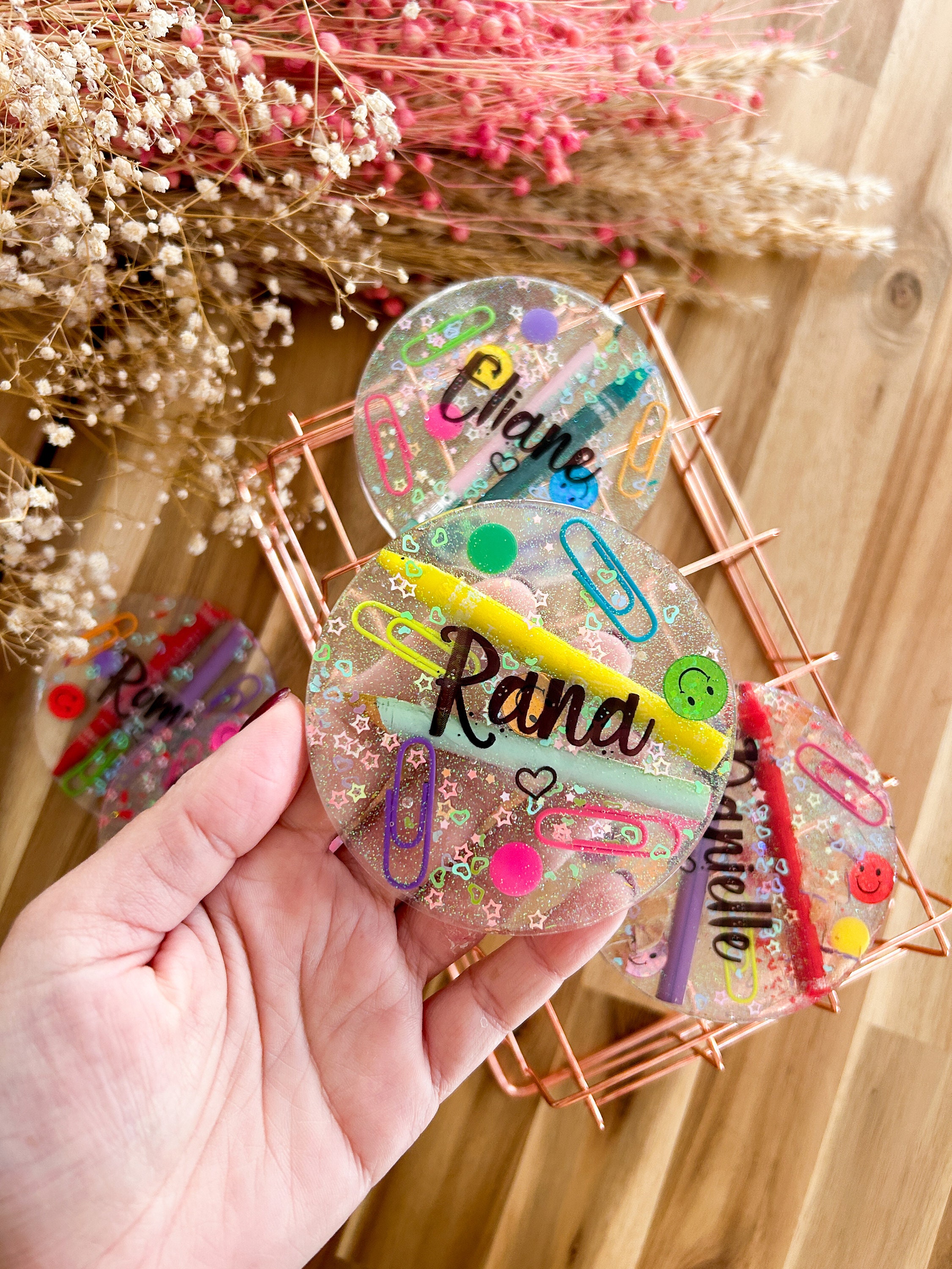 Personalized Resin Teacher Coaster: Custom Name, Teacher Appreciation ...
