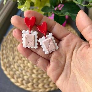Handmade 3D Heart Earrings: Polymer Clay Stamp Earrings