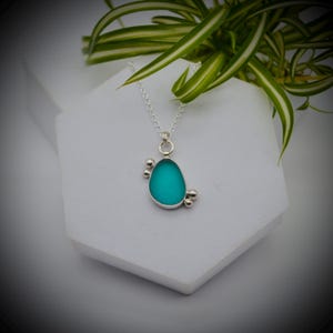 Turquoise Sea Glass Pendant, Sea Glass Necklace, Sea Glass and Sterling Silver Necklace, Blue Sea Glass Necklace