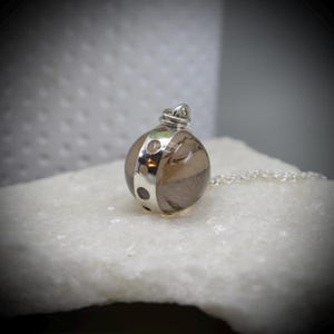 Spinning Smoky Quartz Crystal Ball Necklace: Sterling Silver Fidget Pendant