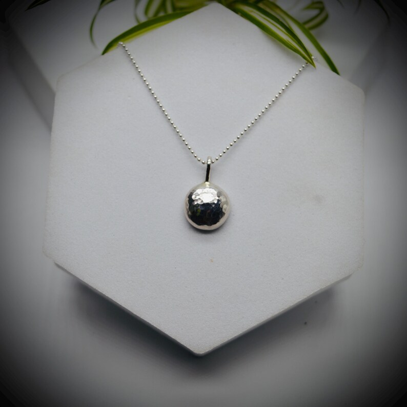 Hammered Recycled Sterling Silver Pebble Pendant Necklace - Etsy