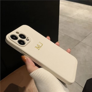 Gepersonaliseerde leren telefoonhoes – omslag met aangepaste monogram voornaam – iPhone Samsung-hoesje – cadeau voor hem – BuffStations