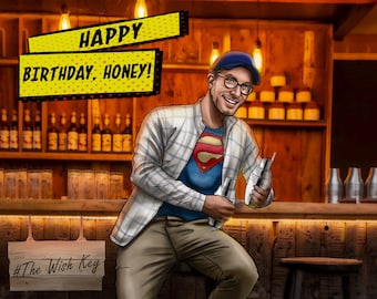 Benutzerdefinierte Superhelden Porträt vom Foto | Geschenk zum Geburtstag für Ihn (Digital)