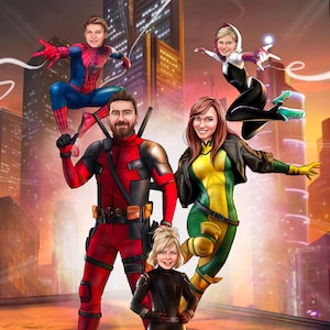 Deadpool Illustration | Benutzerdefinierte Porträt personalisierte Zeichnung | Jubiläum Kunstwerk | Disney Marvel Superhelden Kinder Illustration