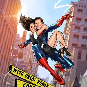 Superheld Personalisierte Illustration | Marvel Style Spinne Zeichnung | Custom Miles Morales Stil Spyder-Man Stil Porträt Geschenk von Foto