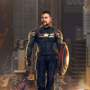 Supereroe Ritratto personalizzato Artwork / Custom Hero Drawing / Marvel Captain America style Gift Avengers style Illustration For Man
