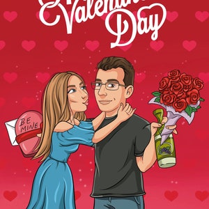 Ilustração do dia dos namorados | Desenho Romântico | Ilustração de aniversário | Retrato de casal | Desenho animado personalizado | Amor é estilo foto