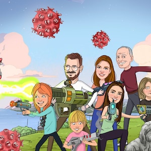 Rick and Morty Illustration | Family Custom Portrait Personalized Drawing | Family Artwork | Disney style gift from the photo